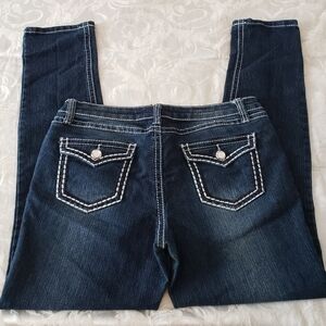 Vintage Eighty Eight Y2K Low Rise Jeans Stitch Details Rhinestone Pocket Sz 13